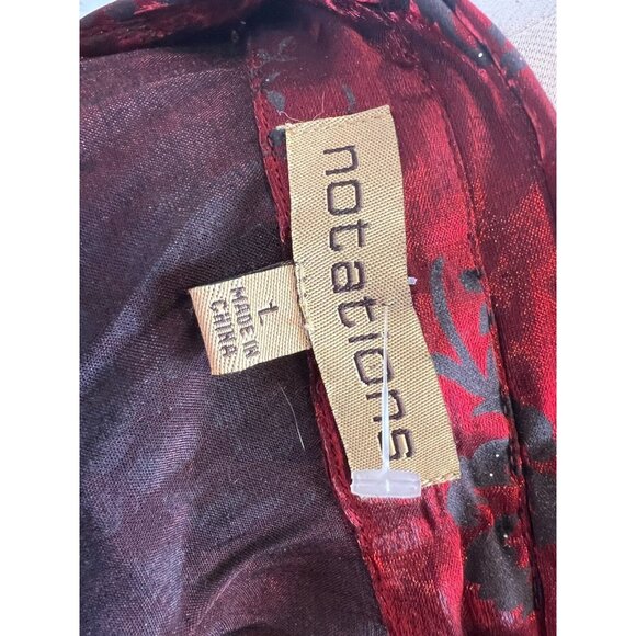 NWOT NOTATIONS Womens Twofer Blouse w Attached Tank Bling Holiday Large Rayon - Picture 2 of 10